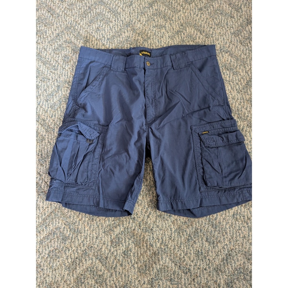Stanley Mens Cargo Shorts Navy Blue Nylon Utility Work Shorts Size 42